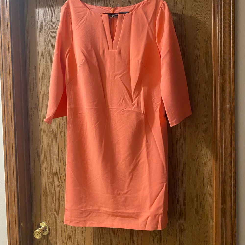 NWT Adrianna Papell Mel/coral 3/4 Length Sleeve Midi Dress